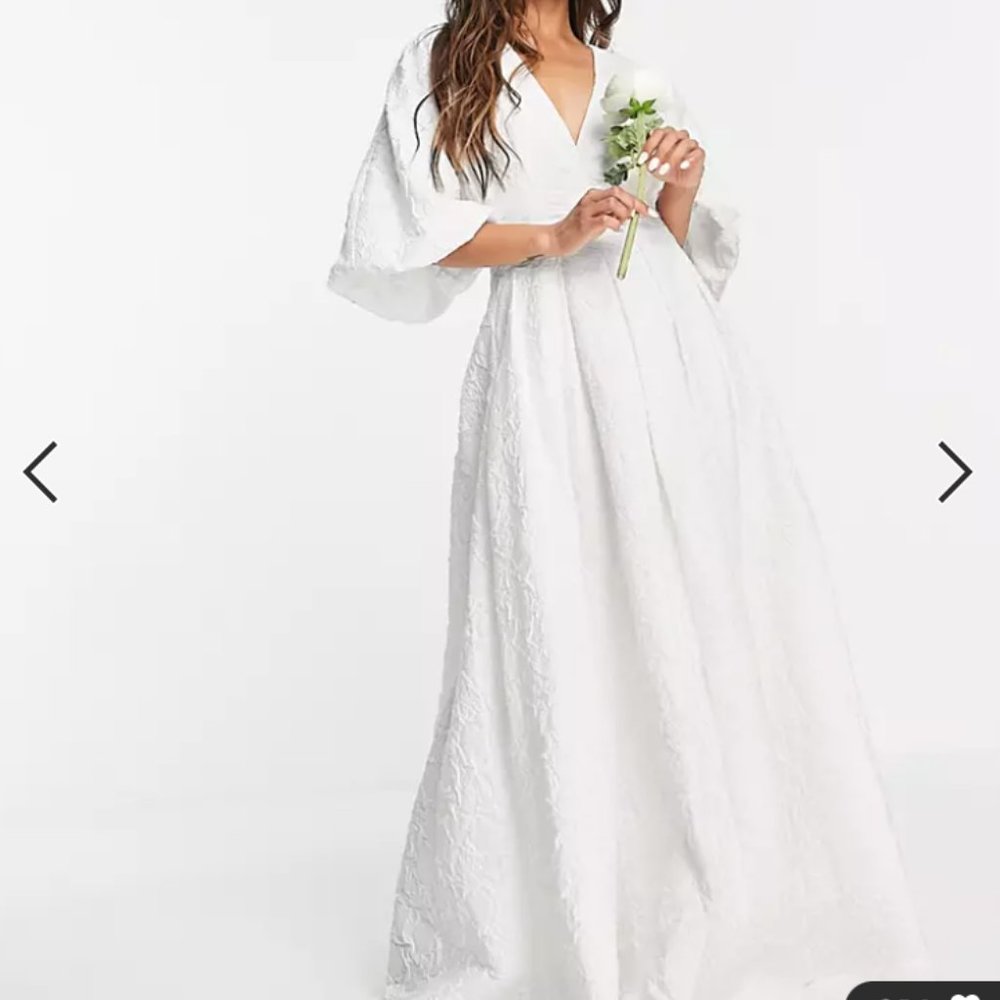 ASOS EDITION Winnie pleat waist wedding dress in textured floral